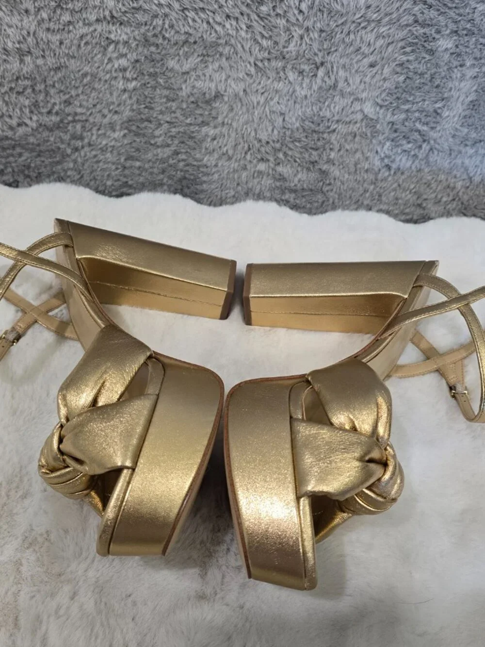 Michael Kors Josie Metallic Leather Knot Ankle Strap Platform Sandal Size 11 NEW